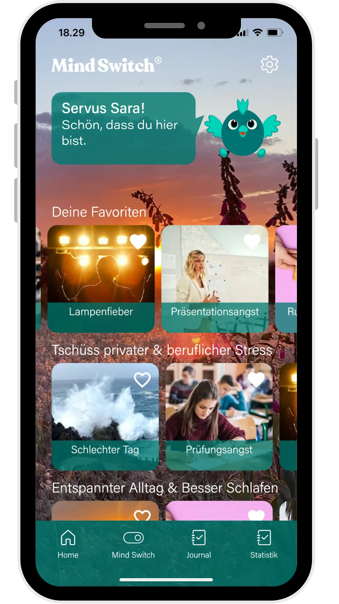 Mind Switch App Home Screen