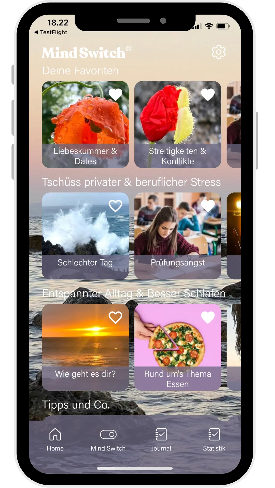 Mind Switch App Home Screen